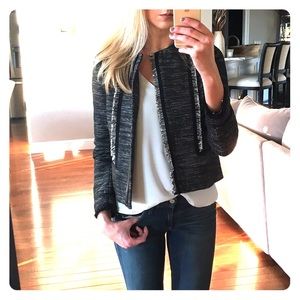 Vince fringe-trim boucle jacket